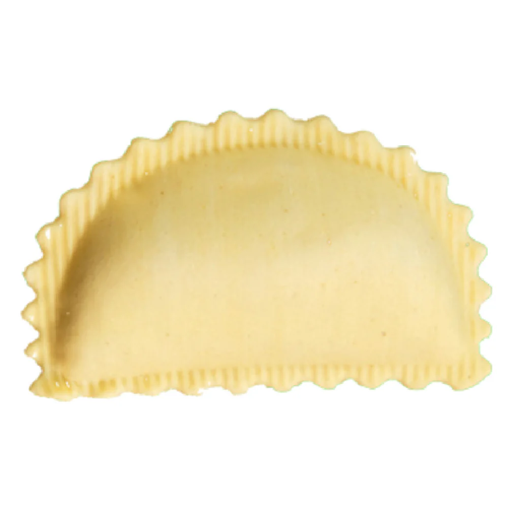 Arcobaleno Pasta Equipment MOLD-AMFR-42 78mm Ravioli Mold Half Moon Stainless Steel with Scalloped Edge Arcobaleno Pasta Equipment MOLD-AMFR-42 78mm Ravioli Mold Half Moon Stainless Steel with Scalloped Edge