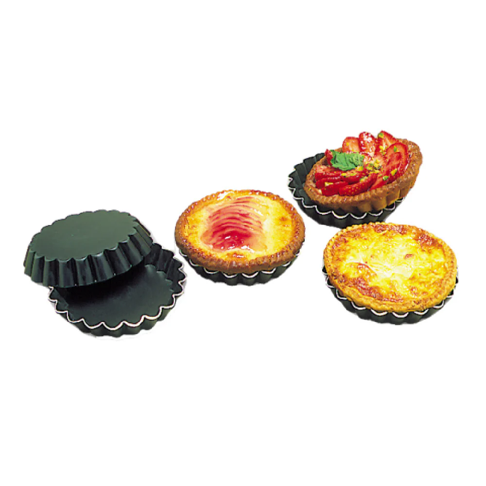 Matfer 334185 3-1/6 Inch Diameter Fluted Quiche Mold Aluminum Enameled Coated 25 Packs