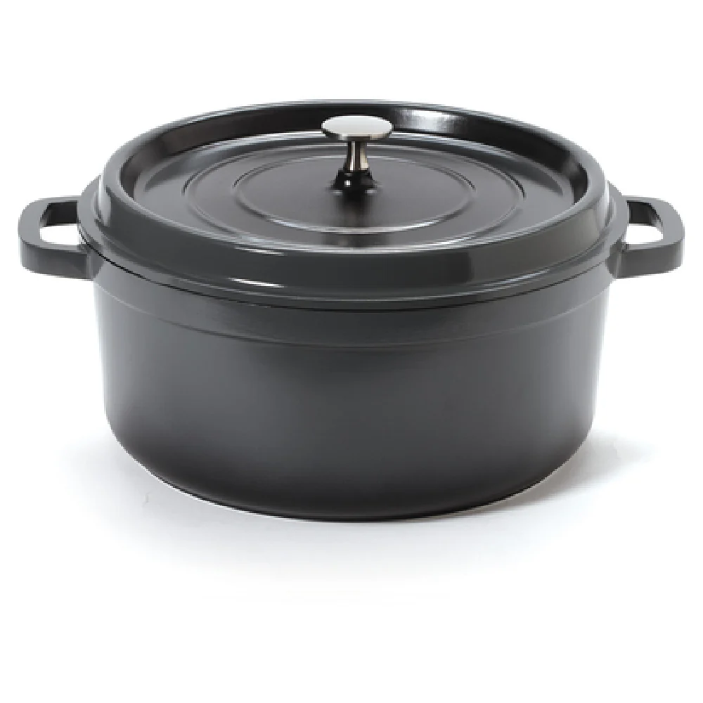 GET Enterprises CA-006-GR/BK 6-1/2 Qt Induction Dutch Oven Round with Lid Aluminum Gray