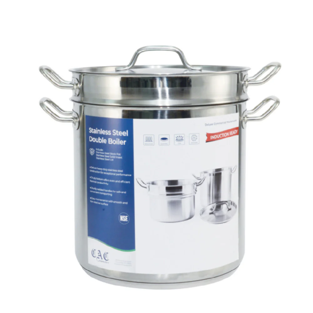 CAC China SPDB-20S 20 Qt Double Boiler Induction Ready Stainless Steel with Lid