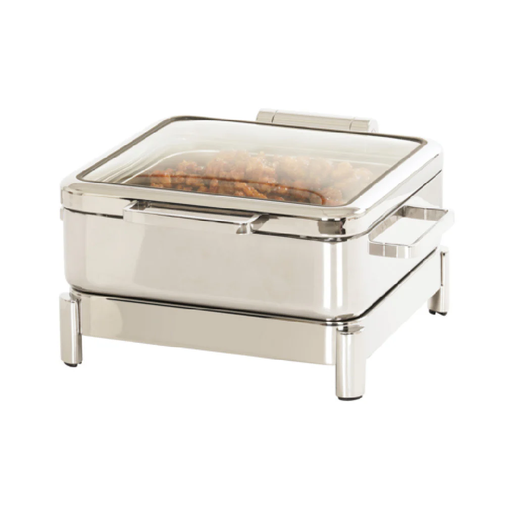 Cal-Mil 23719-49 16 Inch Induction Chafer soft-close see-through lid chrome-plated