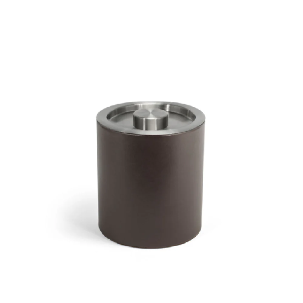 FOH RIB063BRL21 2qt Round London Ice Bucket Brown With Brushed Stainless Lid FOH RIB063BRL21 2qt Round London Ice Bucket Brown With Brushed Stainless Lid