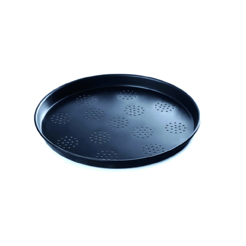 AMPTO 762F/3325 12-1/2 Inch Round Pizza Tray Blue Steel Perforated Made in Italy