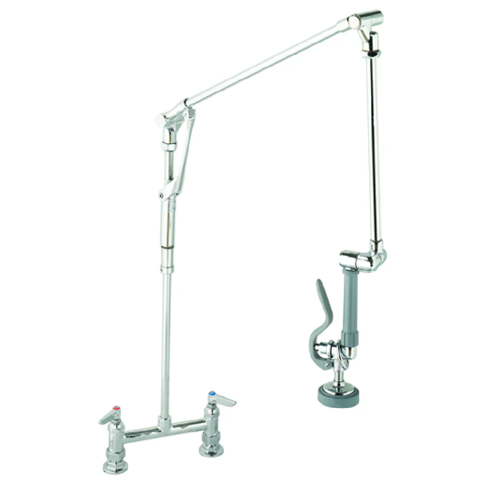 T&S Brass B-0124 8 Inch Pre-Rinse Faucet Assembly Stainless Steel with Union Connections
