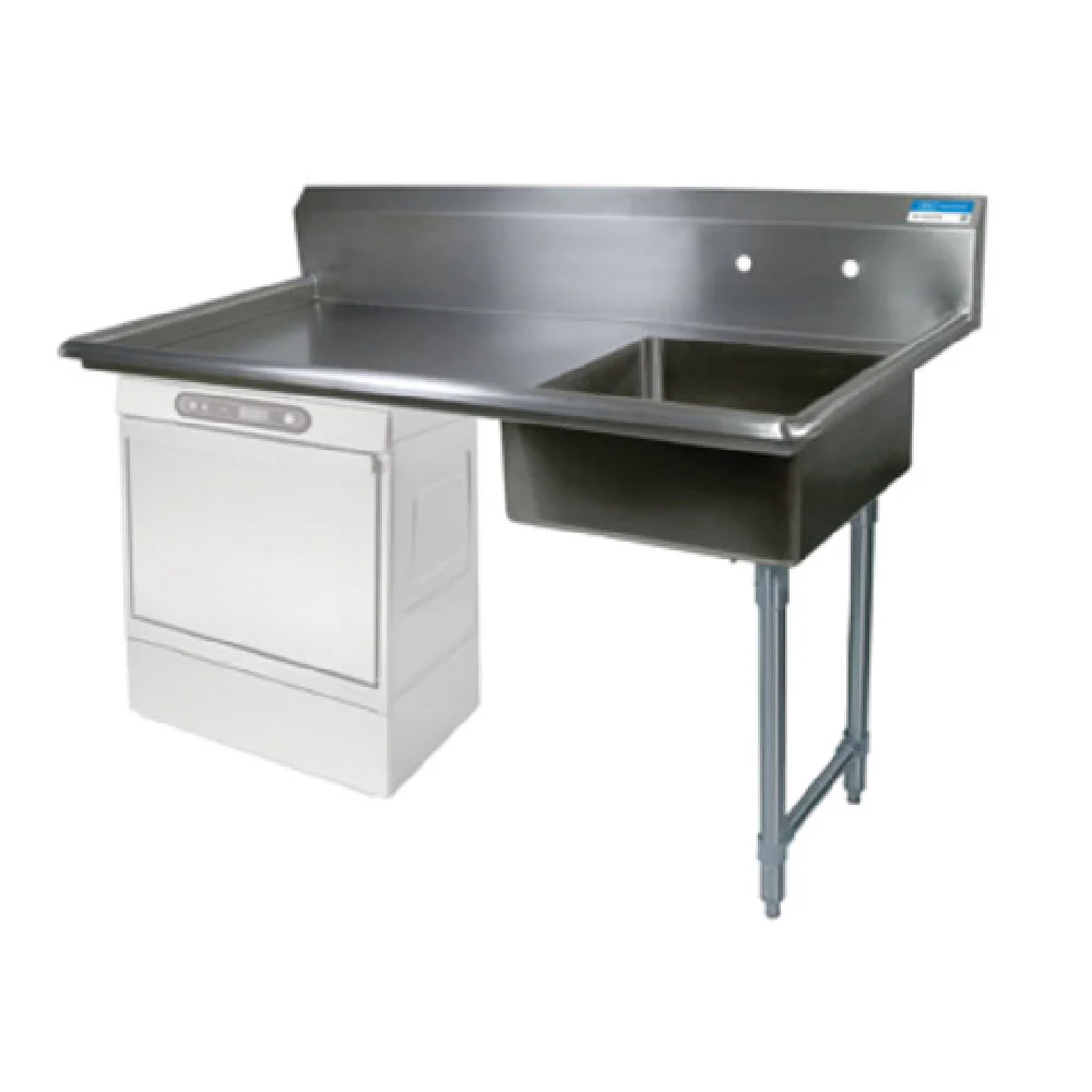 BK Resources BKUCDT-60-R-P-G 60 Inch Soiled Dishtable Undercounter Stainless Steel with Pre-Rinse Sink
