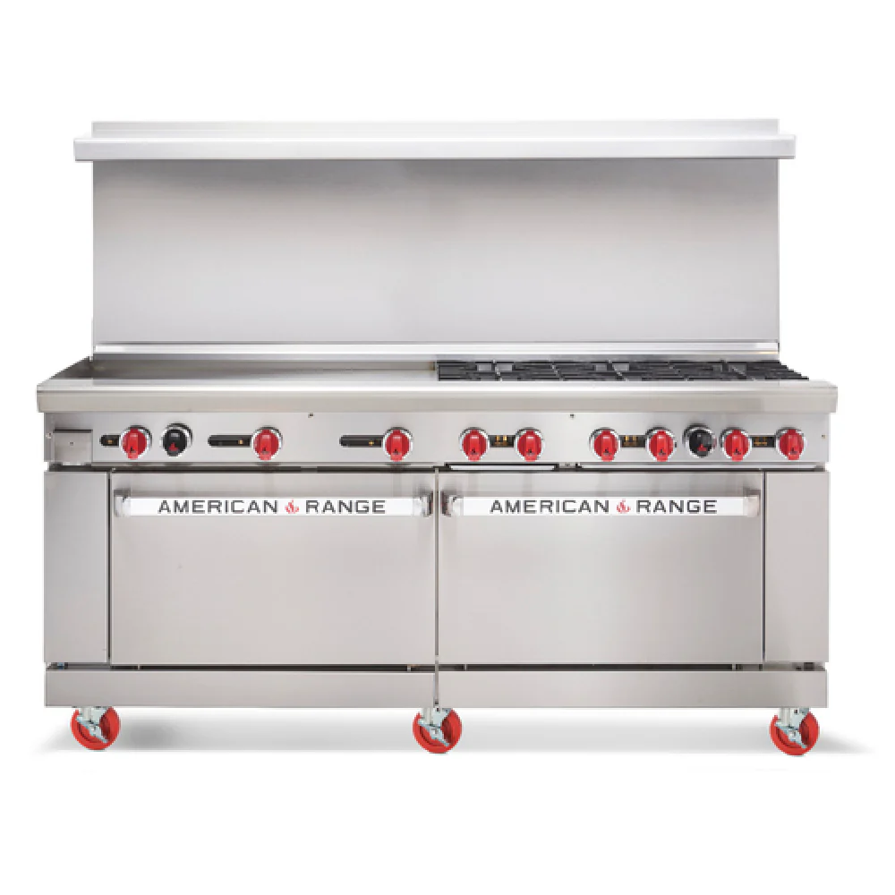 American Range AR-12-NVL-126R_LP 72 Inch Restaurant Range Gas with 12 Burners 32000 BTU