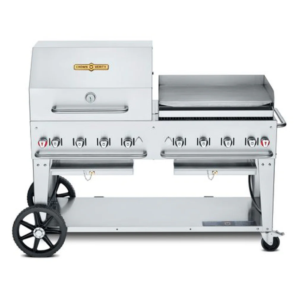 Crown Verity CV-MCB-60-SI-BULK-RGP 69 Inch Grill Area Gas Charbroiler with 8 Burners