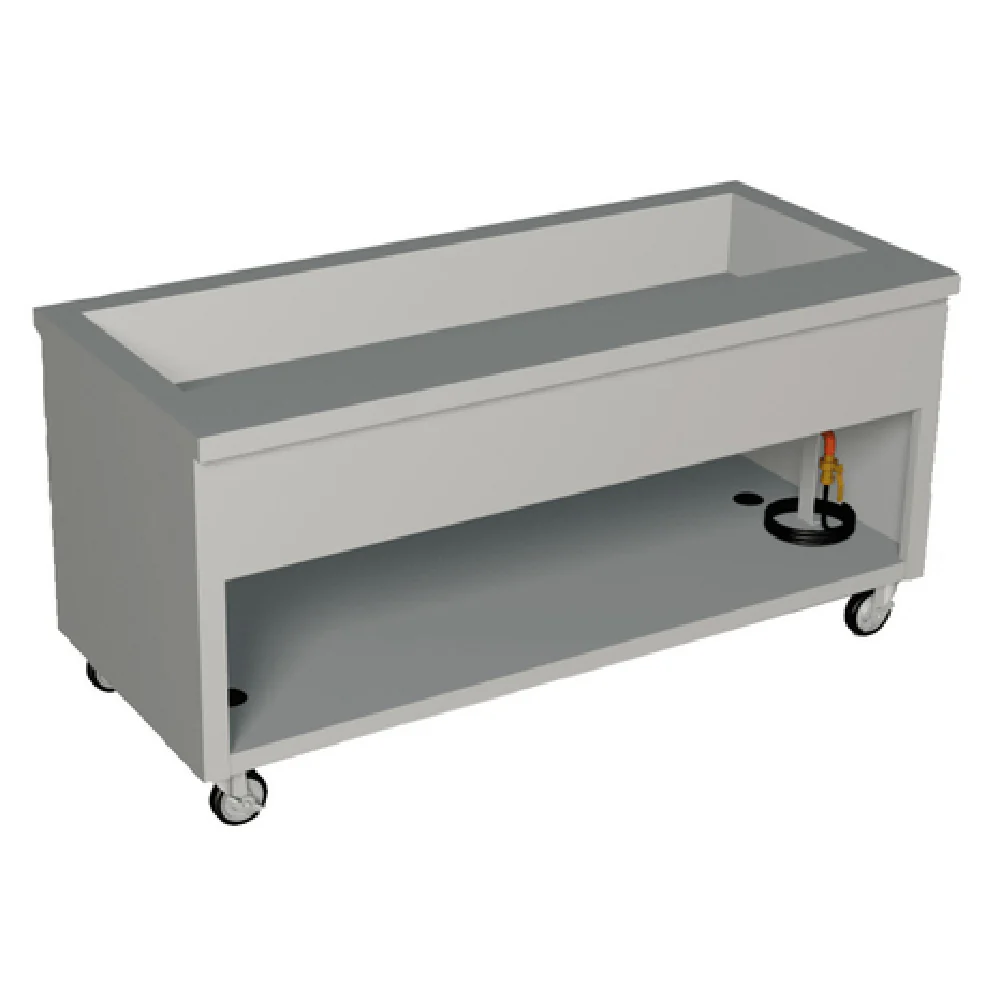 Duke TCI-74PG_217105 74 Inch Ice Pan Unit Mobile Stainless Steel with Brass Drain Duke TCI-74PG_217105 74 Inch Ice Pan Unit Mobile Stainless Steel with Brass Drain