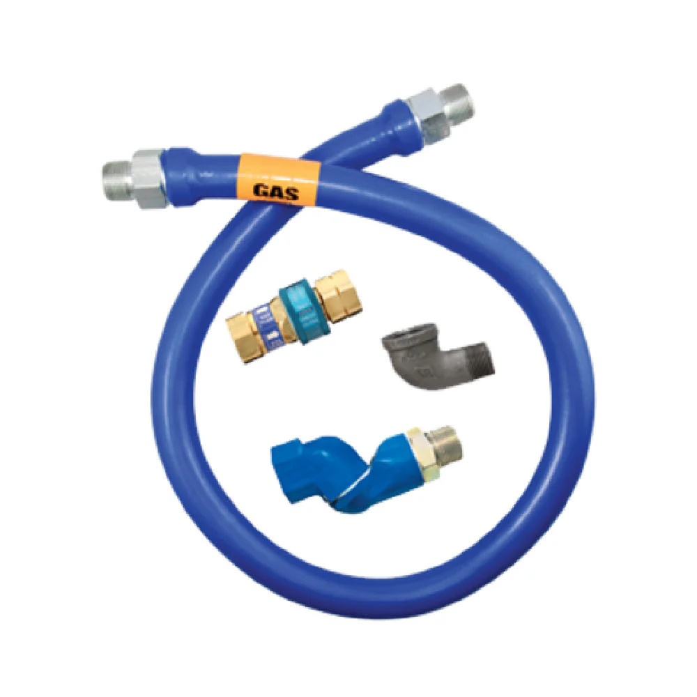 Dormont 1650BPQS48 1/2 Inch Diameter Moveable Gas Connector Hose 48 Inch Length Blue Antimicrobial PVC Coating with SnapFast QD and Swivel MAX 63000 BTU/hr