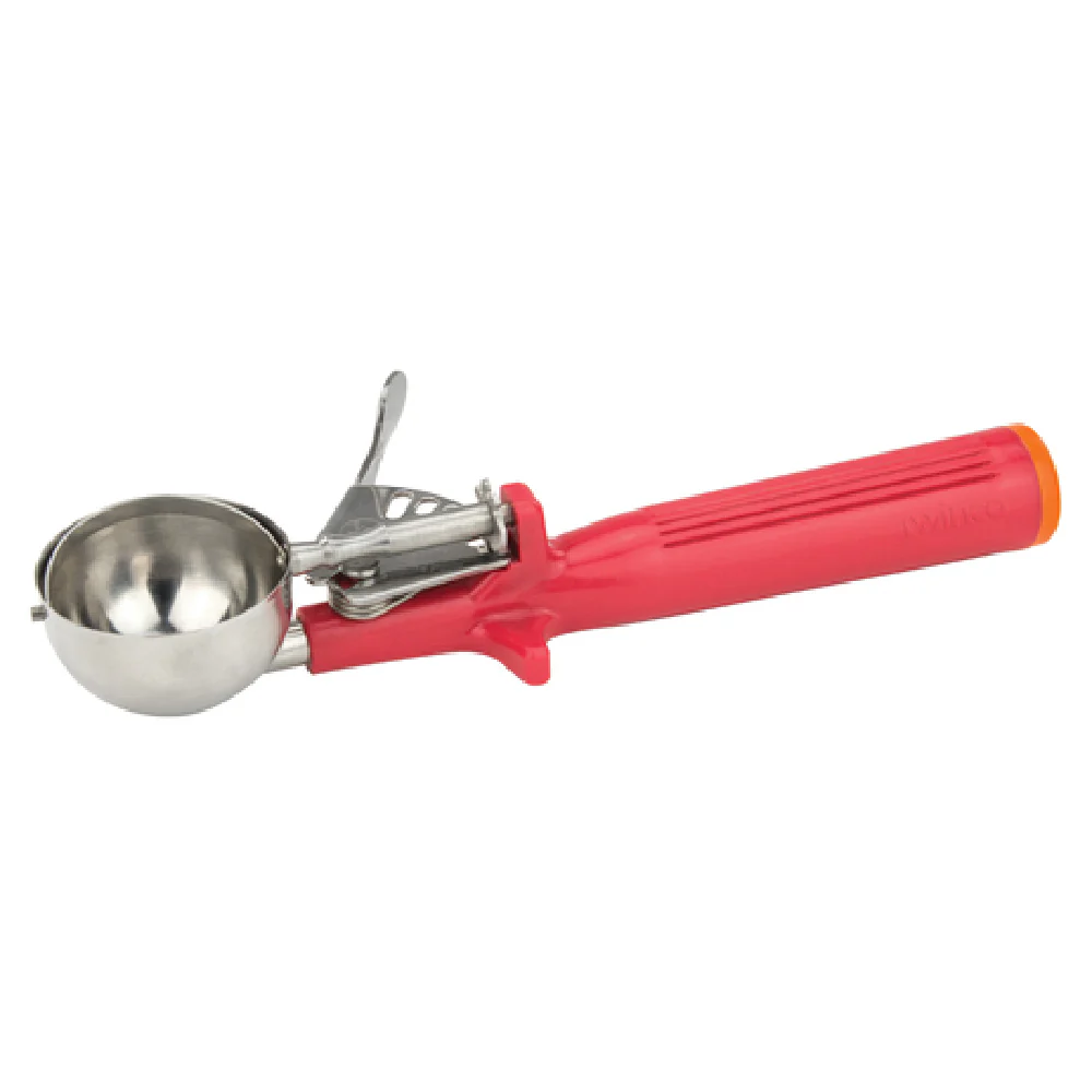 Winco ICOP-24 1-1/3 Oz Deluxe Disher Round Bowl with Stainless Steel Handle Red
