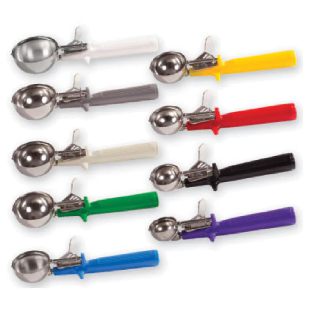 Winco ICOP-24 1-1/3 Oz Deluxe Disher Round Bowl with Stainless Steel Handle Red Winco ICOP-24 1-1/3 Oz Deluxe Disher Round Bowl with Stainless Steel Handle Red