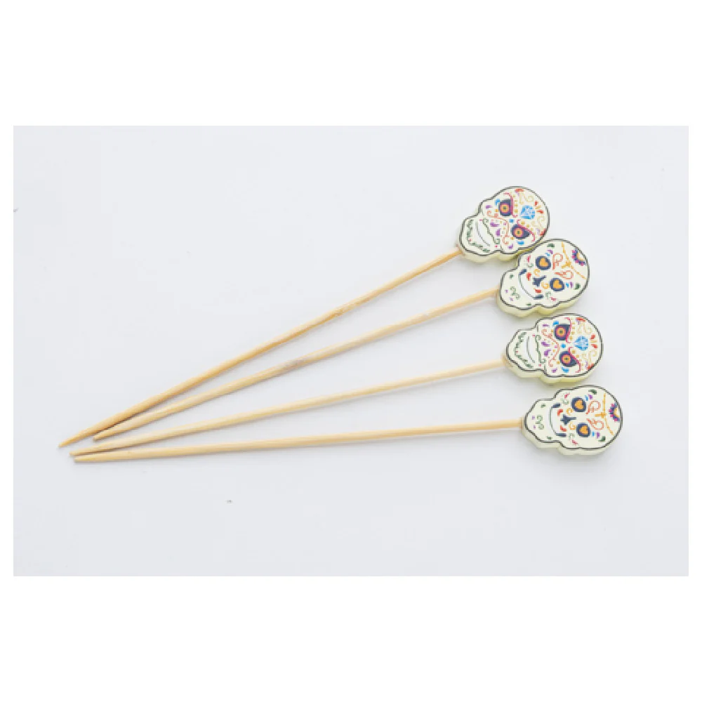 Tablecraft 12793 7/16 Inch Decorative Picks Day of the Dead Bamboo 100 Packs Tablecraft 12793 7/16 Inch Decorative Picks Day of the Dead Bamboo 100 Packs