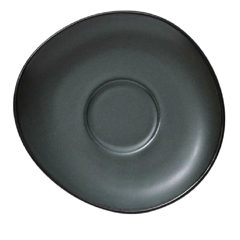 Yanco CH-002 6-1/4 Inch Diameter Round Saucer Porcelain Glazed Dark Green