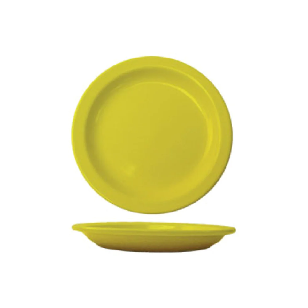 International Tableware CAN-16-Y 10-1/2 Inch Round Plate Ceramic Yellow with Rolled Edge International Tableware CAN-16-Y 10-1/2 Inch Round Plate Ceramic Yellow with Rolled Edge