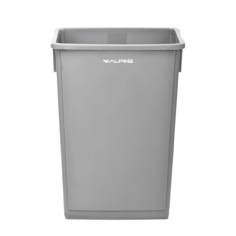 Alpine Industries ALP477-GRY 20 Inch Trash Can 23 Gallon Slim Rectangular Polypropylene Gray Without Lid