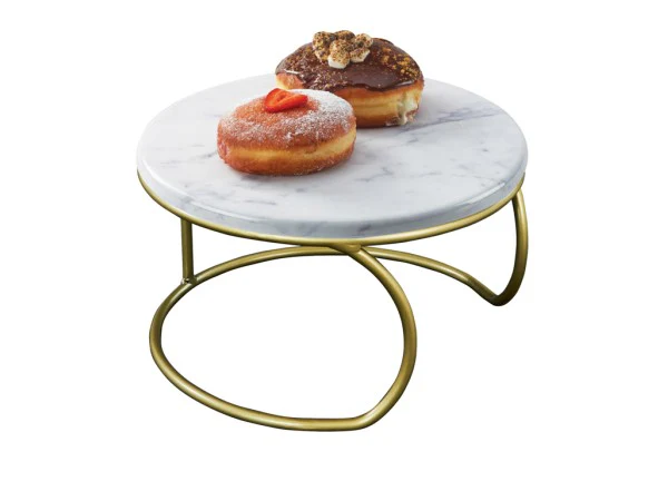 Cal Mil 22425-6-81M 12 Inch Matte Gold Wire Base Marble Melamine Display Riser