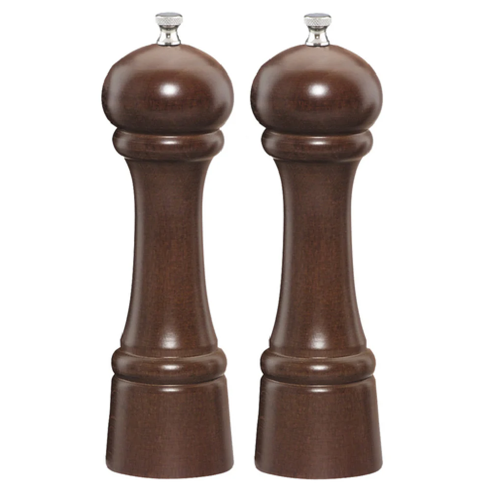 Chef Specialties 8102 8 Inch Walnut Salt and Pepper Mill Set Ceramic Mechanism