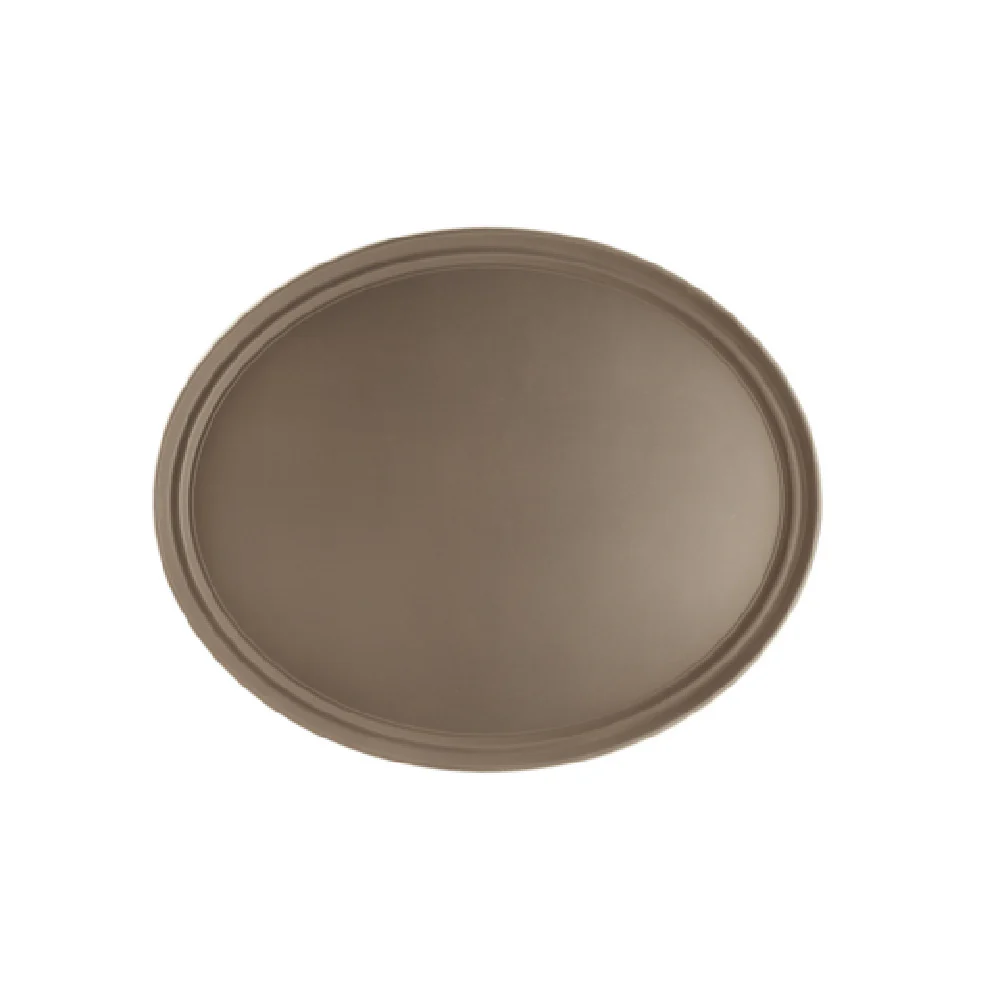 CAC China FGTO-2722BN 27 Inch Tray Non-Slip Oval Brown Fiberglass with Stain Resistant Surface