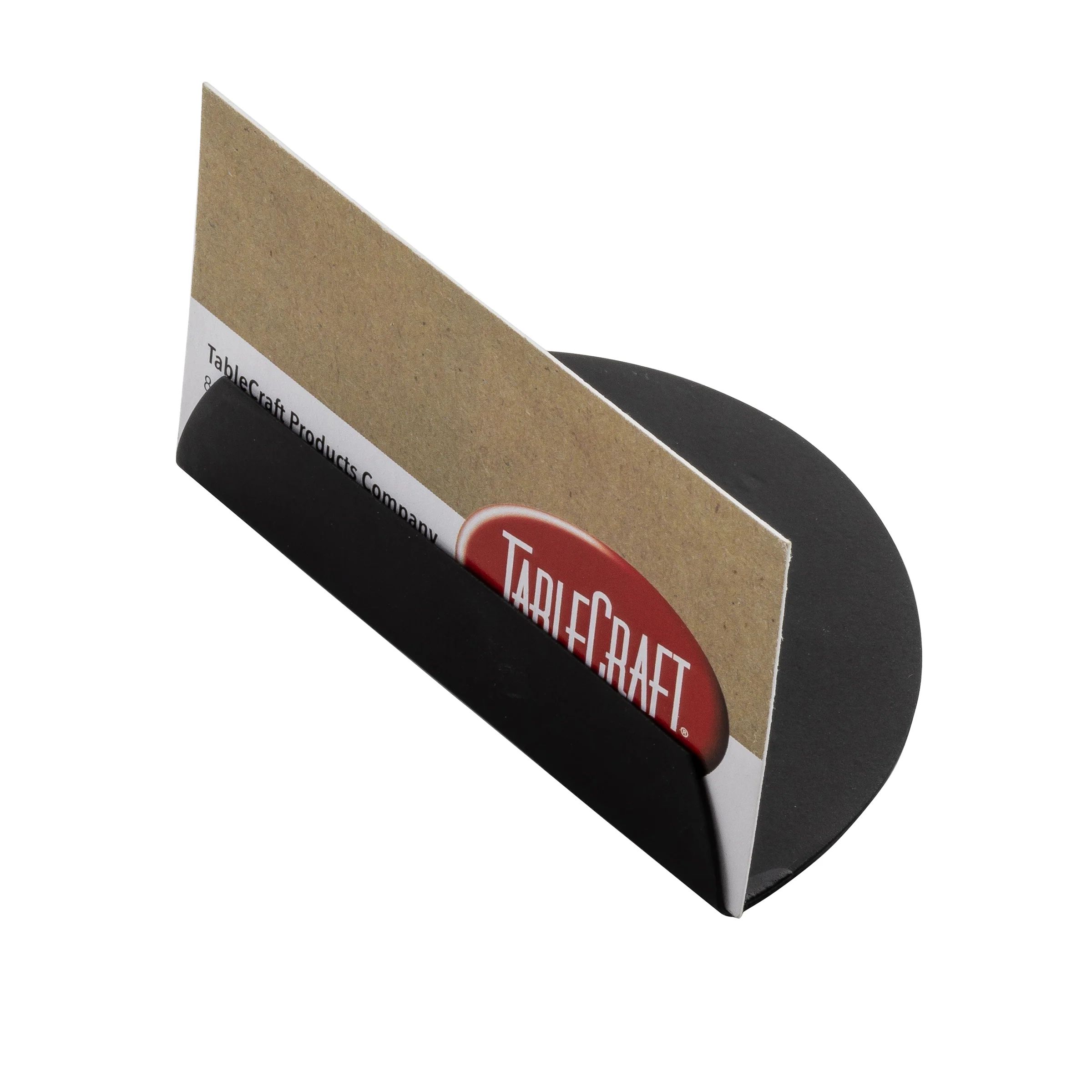 Tablecraft 12522 3.5 Inch Half Moon Card Holder Steel Black Powder Coated