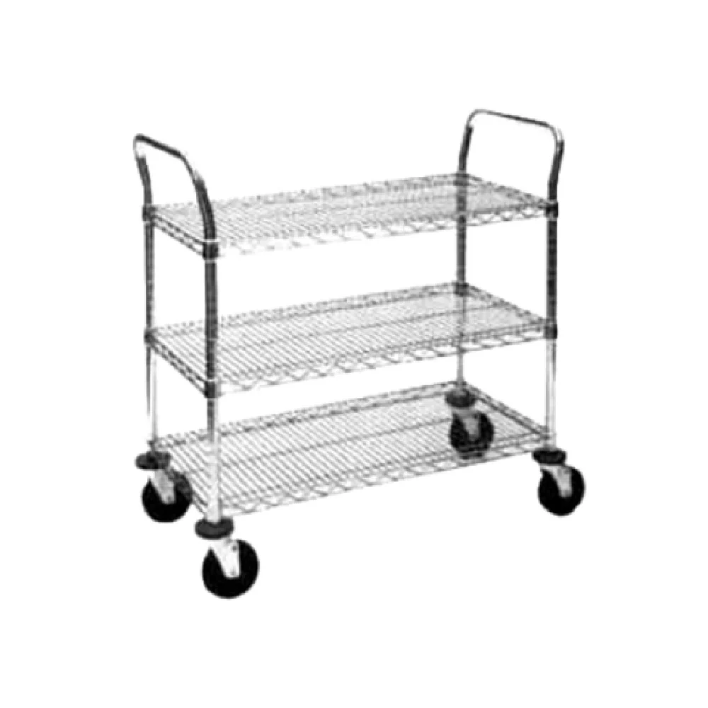 Metro MW706 36 Inch Open Utility Cart with 3 Wire Shelves Stainless Steel Frame