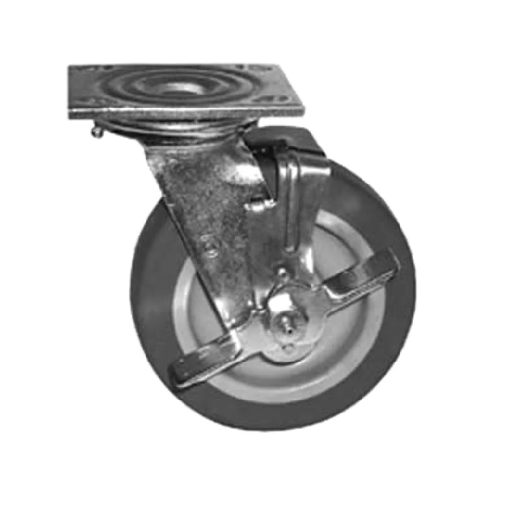Eagle CPB5P-300 5 Inch Diameter Plate Caster with Brake Polyurethane Tread Eagle CPB5P-300 5 Inch Diameter Plate Caster with Brake Polyurethane Tread