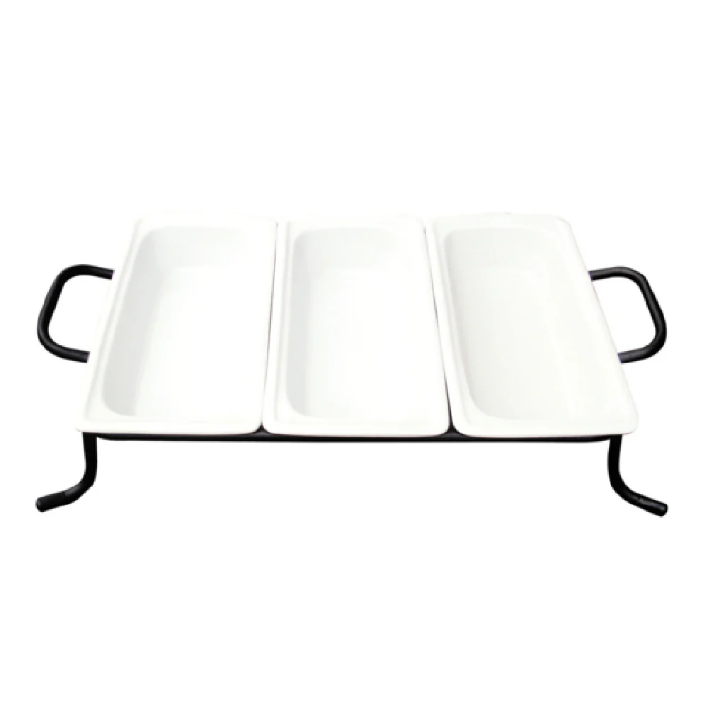 CAC China BF-G313 12-3/4 Inch Porcelain GN Food Pan Set with 3 Pans