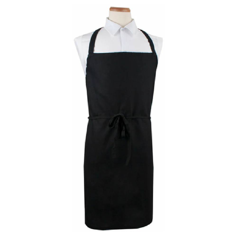John Ritzenthaler Company CLWBABK-1 36 Inch Wide Bib Apron Black Cotton Poly Blend with Tapered Fit