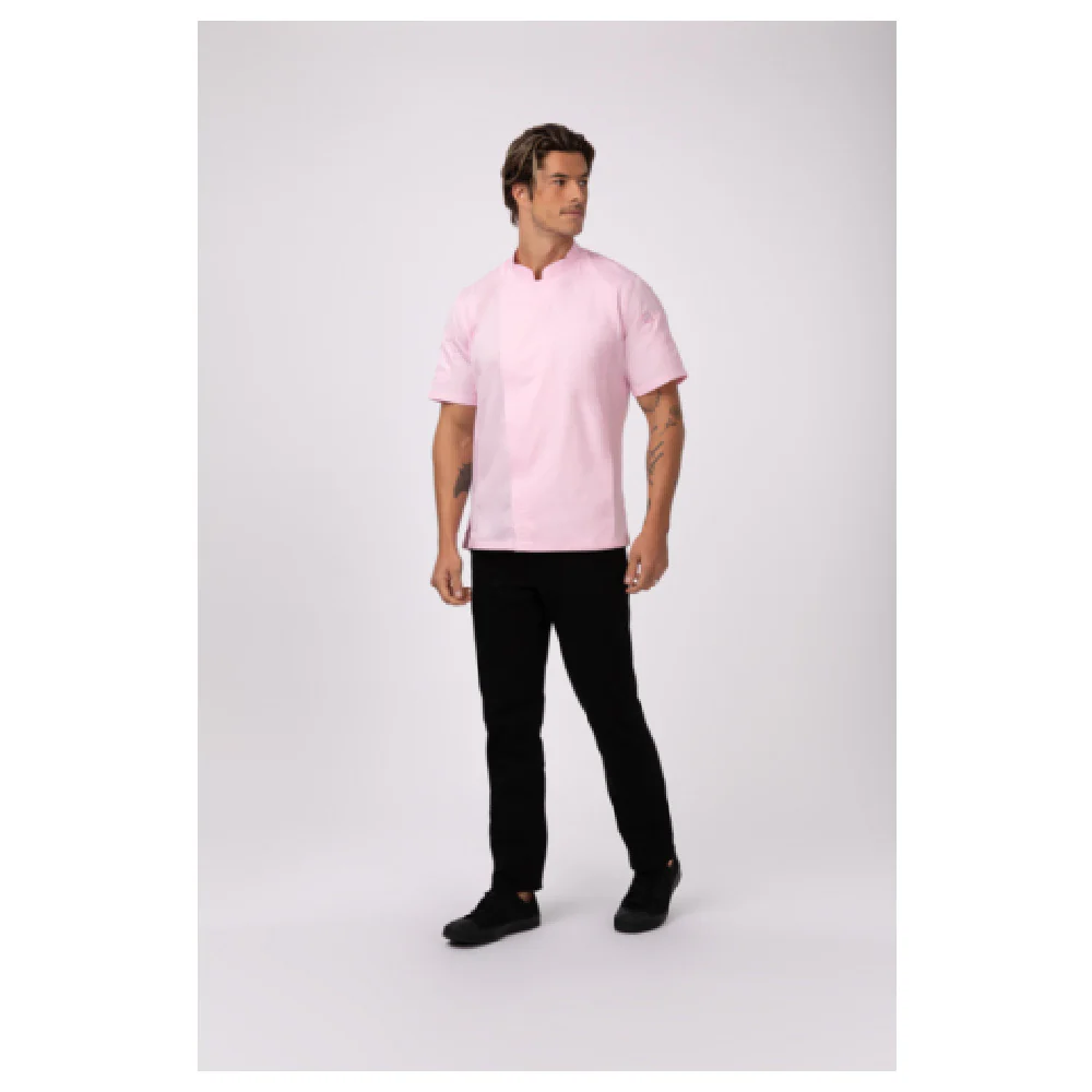 Chef Works BCSZ009-PIN-XS 34 Inch Pink Chef's Coat Short Sleeves with Zipper Chef Works BCSZ009-PIN-XS 34 Inch Pink Chef's Coat Short Sleeves with Zipper