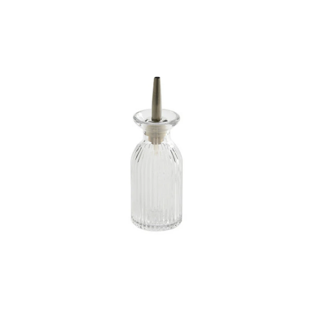 American Metalcraft BBF3 3 Oz Glass Bitter Bottle Fluted Stainless Steel and Silicone