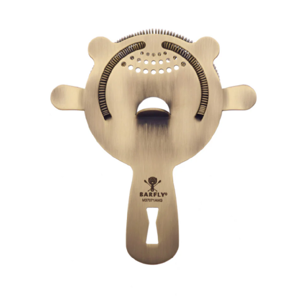 Mercer Culinary M37071ANG 5-5/8 Inch Bar Strainer Heavy Duty Four-Prong with Replaceable Spring Antique Gold-Plated Stainless Steel
