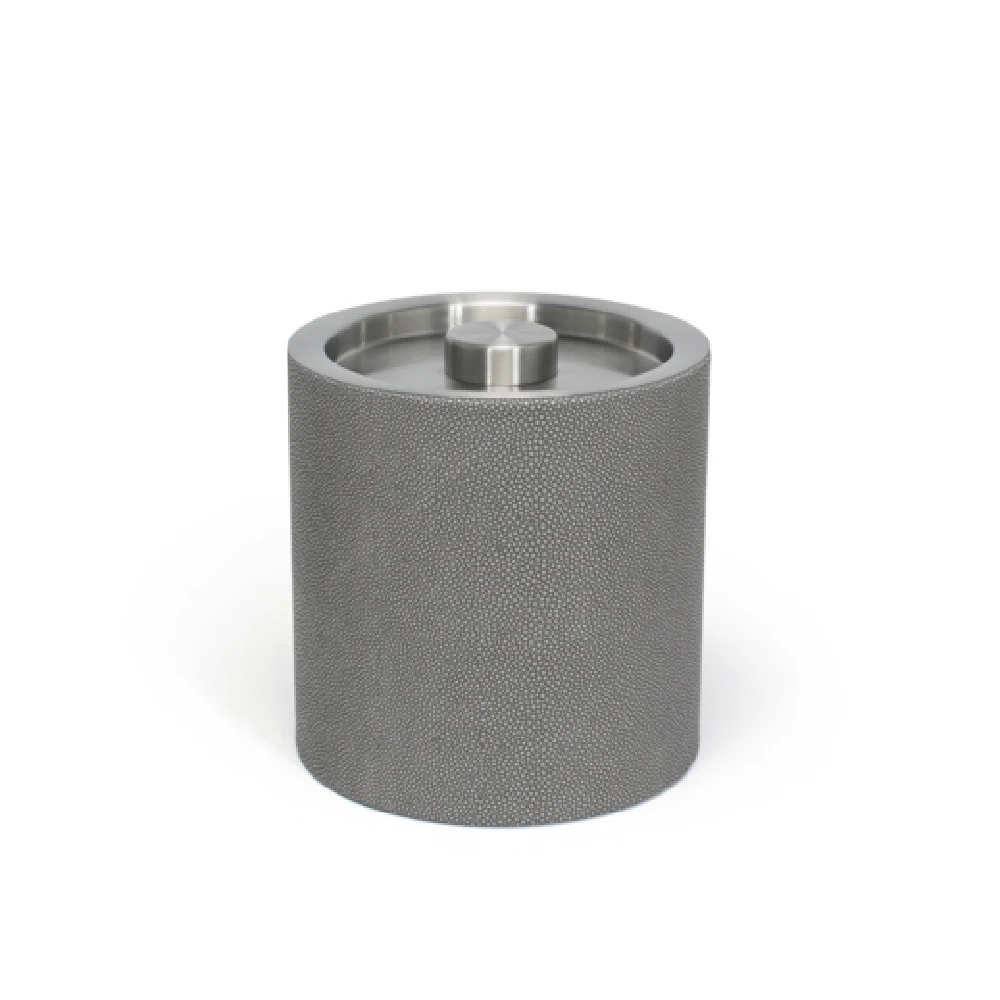 FOH RIB038GYL21 3.5qt Round Belize Ice Bucket Smoke With Brushed Stainless Lid FOH RIB038GYL21 3.5qt Round Belize Ice Bucket Smoke With Brushed Stainless Lid