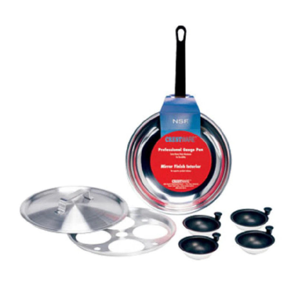 Crestware POA Egg Poacher 8-1/2 Inch Fry Pan with Teflon Coated Cups and Dome Cover Crestware POA Egg Poacher 8-1/2 Inch Fry Pan with Teflon Coated Cups and Dome Cover