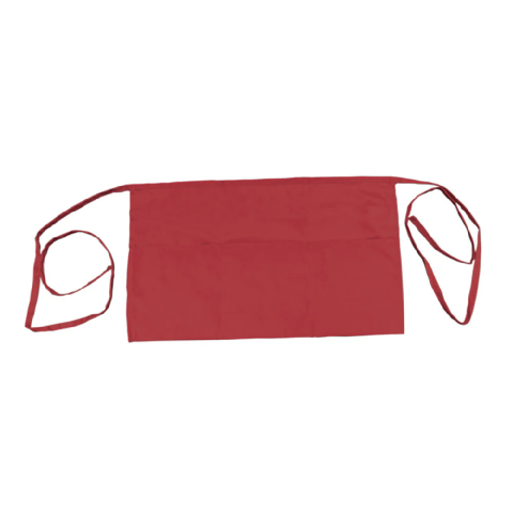 Thunder Group CA1322BG 22 Inch Waist Apron with 3 Pockets Burgundy Poly Cotton