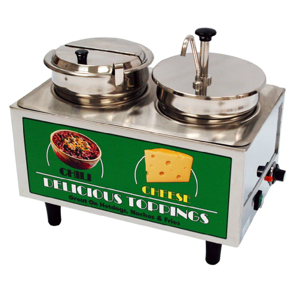 Winco 51073A 21 Inch Countertop Food Topping Warmer with Stainless Steel Pump