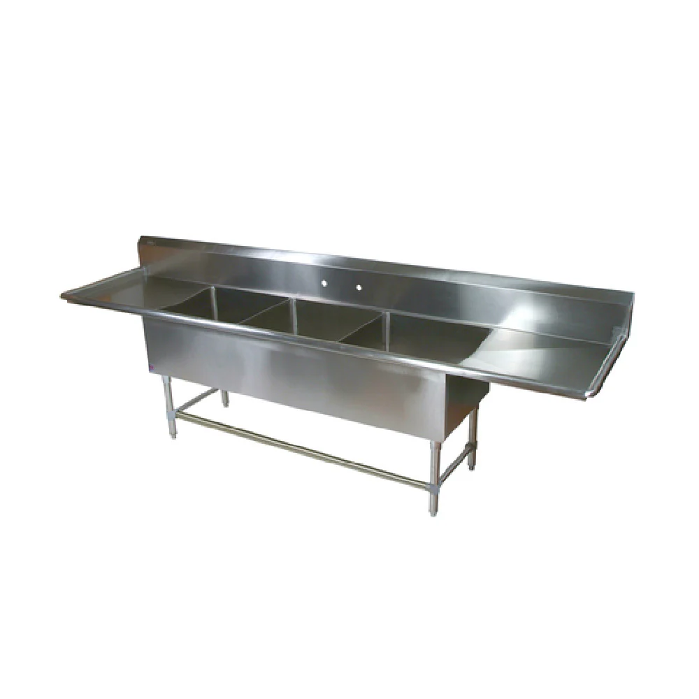 John Boos 43PB204-2D24 111-1/4 Inch Stainless Steel Sink with Three Compartments