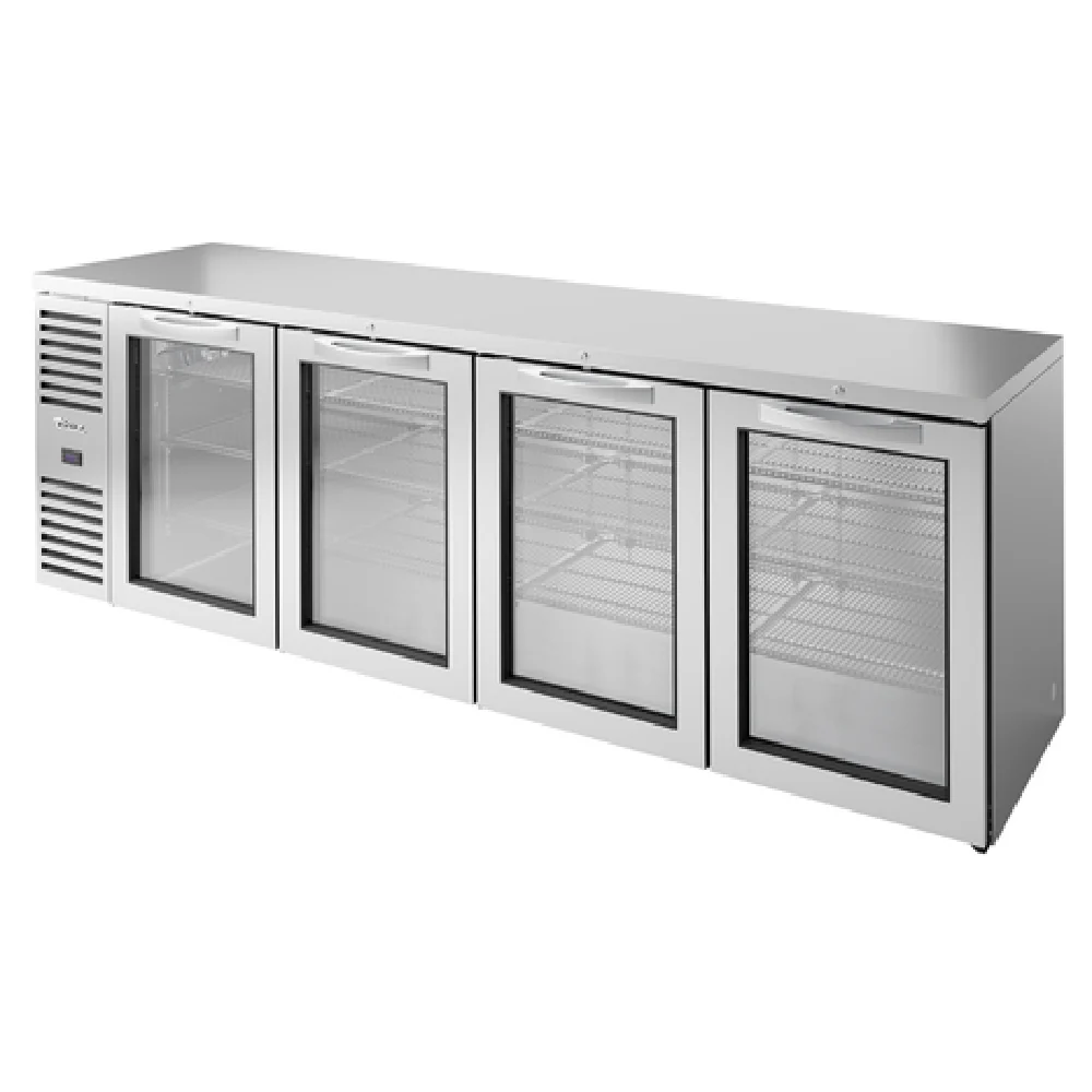 True Refrigeration TBR108-RISZ1-L-S-GGGG-1 108 Inch Refrigerated Back Bar Cooler 4 Section with Glass Doors True Refrigeration TBR108-RISZ1-L-S-GGGG-1 108 Inch Refrigerated Back Bar Cooler 4 Section with Glass Doors