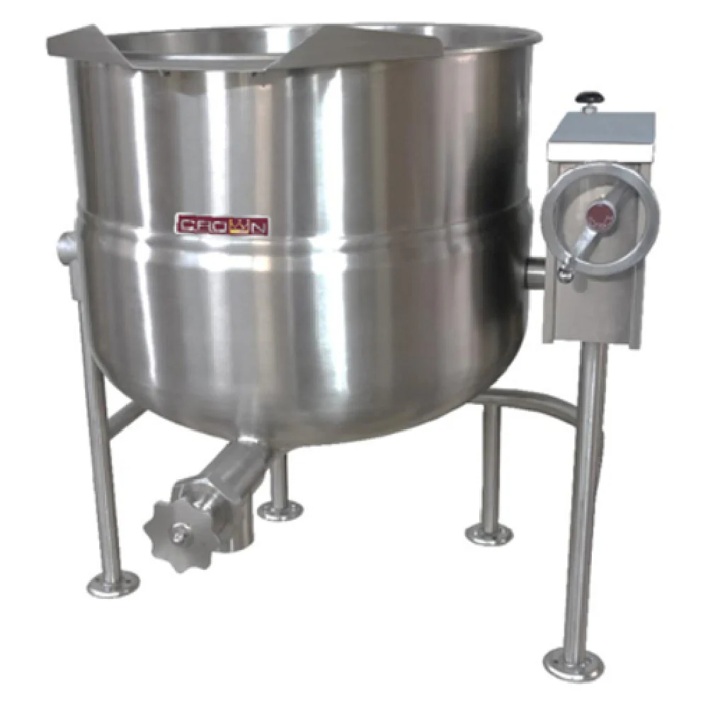 Crown Steam DLT-80 46 Inch Manual Tilt Direct Steam Kettle 80 Gallon with Faucet Bracket