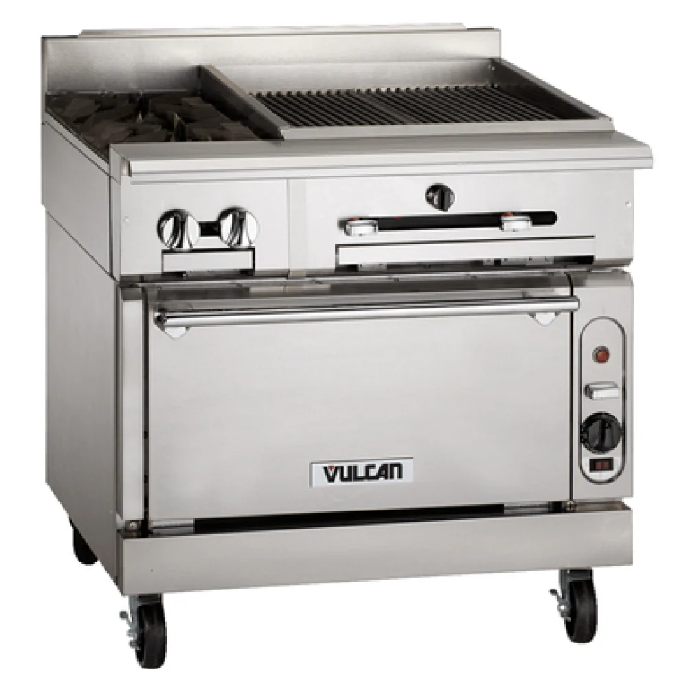Vulcan VTC36B_NAT 36 Inch Heavy Duty Gas Range with Charbroiler 66000 BTU Vulcan VTC36B_NAT 36 Inch Heavy Duty Gas Range with Charbroiler 66000 BTU