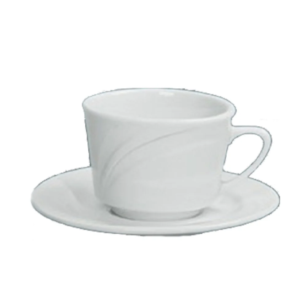 Yanco MM-1 7-1/2 Oz Embossed Round Cup Porcelain Bone White 3-1/2 Inch