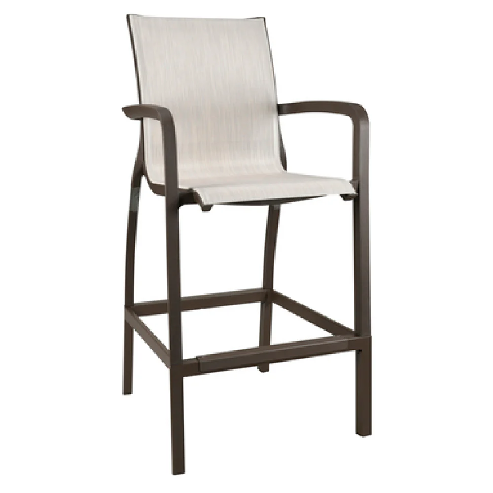 Grosfillex US015599 20 Inch Bar Stool With Arms Beige Fabric Microban Outdoor