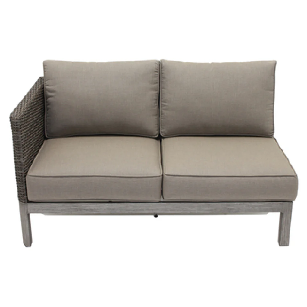 Plantation Prestige Commercial Furniture 8562500-0240432 60 Inch Santa Cruz Right-Hand Section Aluminum Greystone Wicker with Sunbrella Cushions