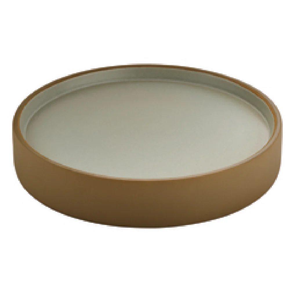 BauscherHepp P011824-101791 9-2/5 Inch Round Plate Ceramic Beige/Grey Reversible with Dishwasher Microwave and Oven Safe