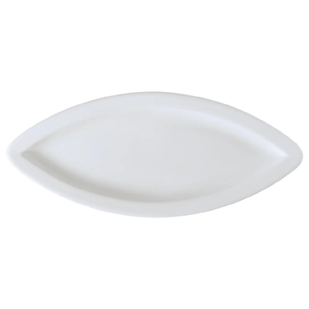 GET Enterprises PA1101927712 14-1/4 Inch Cat's Eye Shape Platter Porcelain Rolled Edge
