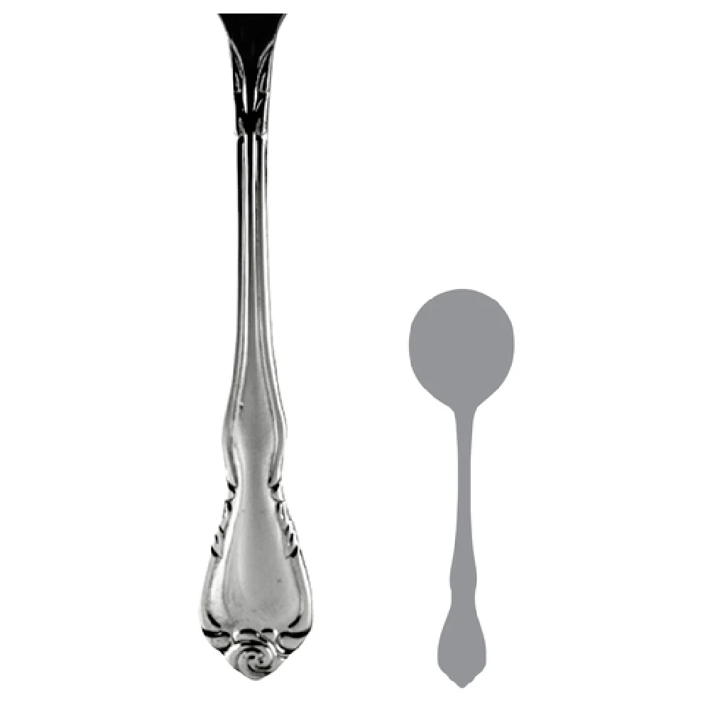 Steelite 5720SX002 5-7/8 Inch Bouillon/Soup Spoon with Fleur Design 18/10 Stainless Steel