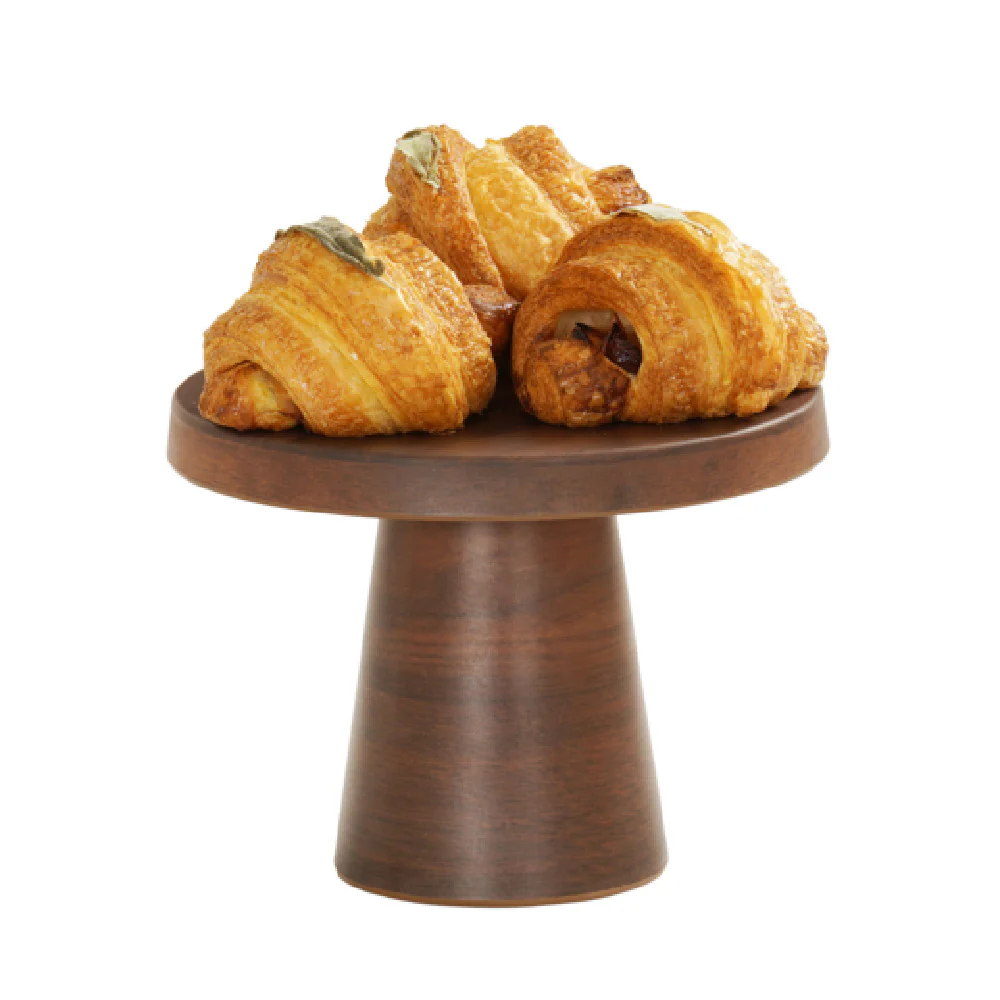 Cal-Mil 23755-107-78 10 Inch Pedestal Dishwasher-safe Melamine Walnut Display Stand