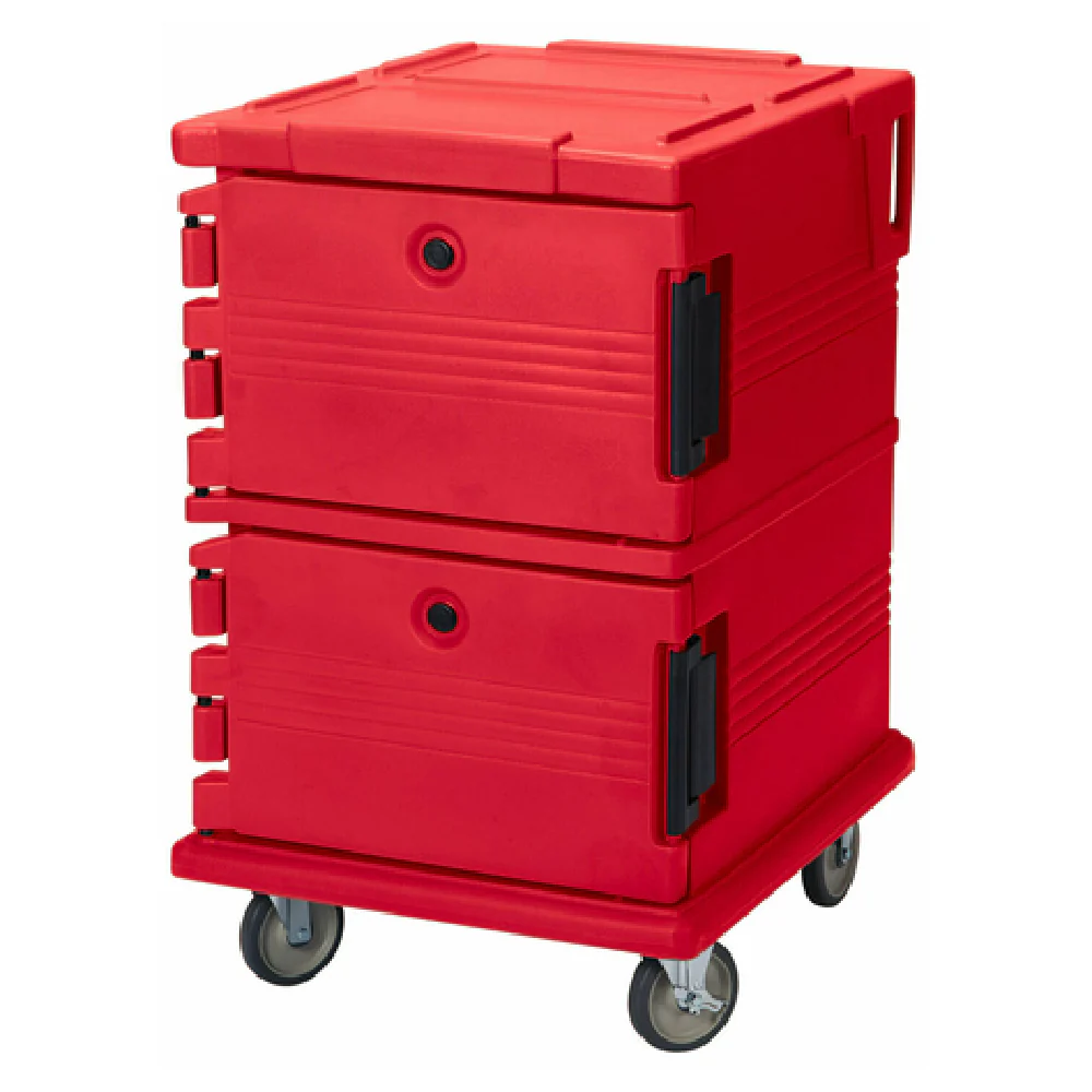 Cambro UPC1200158 28 Inch Ultra Camcart Food Pan Carrier with Casters Hot Red