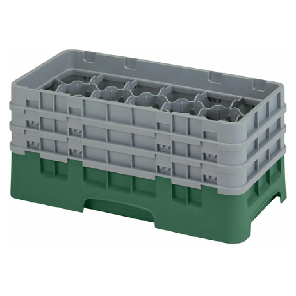 Cambro 17HS638119 10 Inch Glass Rack with 3 Soft Gray Extenders Sherwood Green