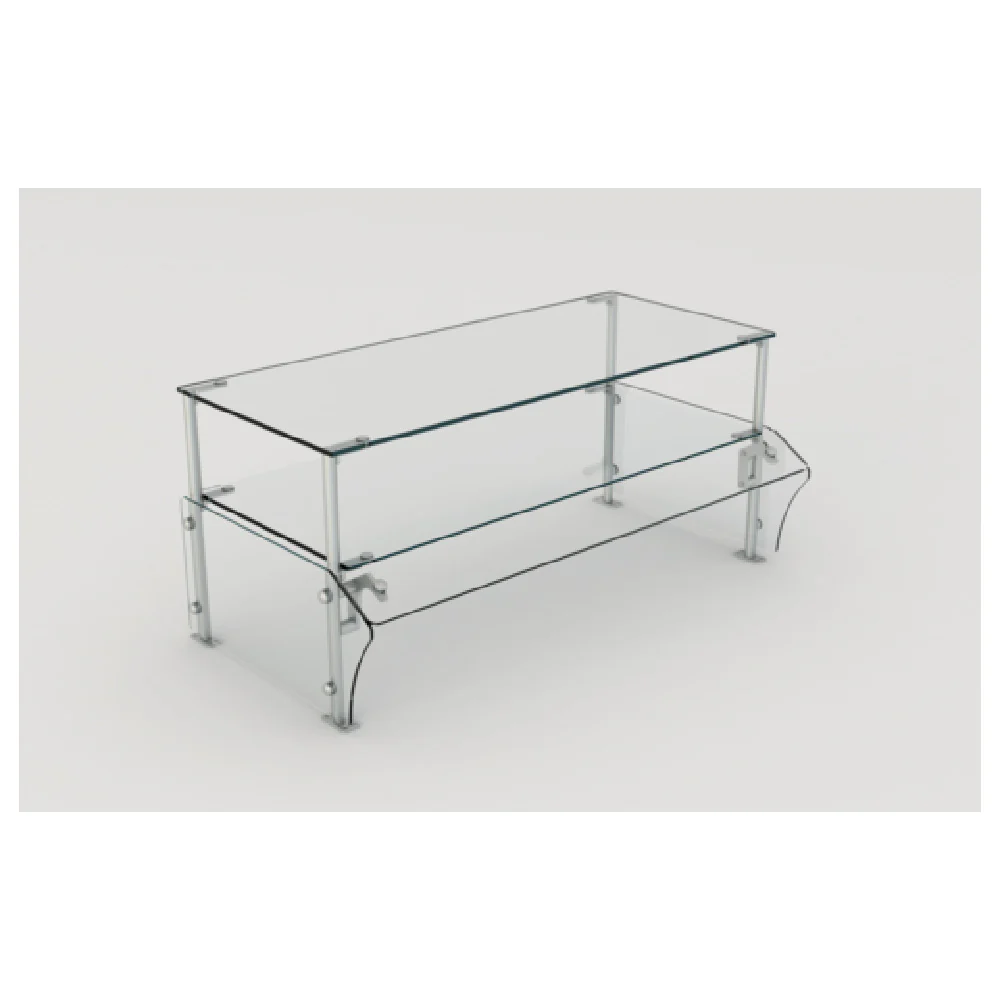 Spring USA VG9-2T 21 Inch (2) Tier Single-sided Sneeze Guard with Tempered Glass