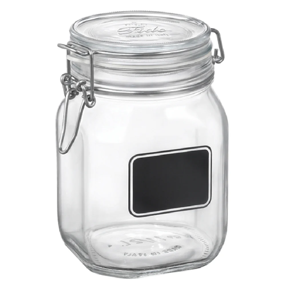 Steelite 4949Q463 1.25 Qt Fido Chalkboard Jar Glass Storage Canister