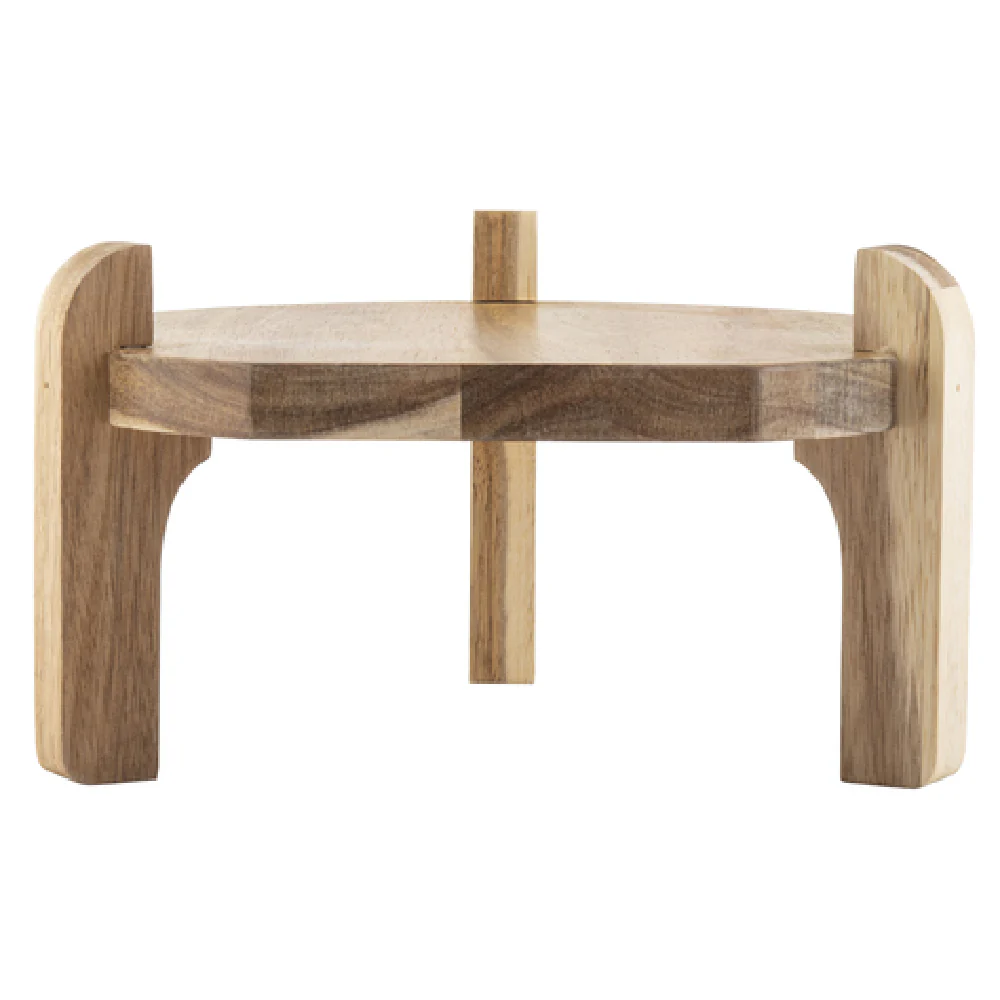 Tablecraft 10757 10 Inch Diameter Beverage Dispenser Stand Acacia Wood